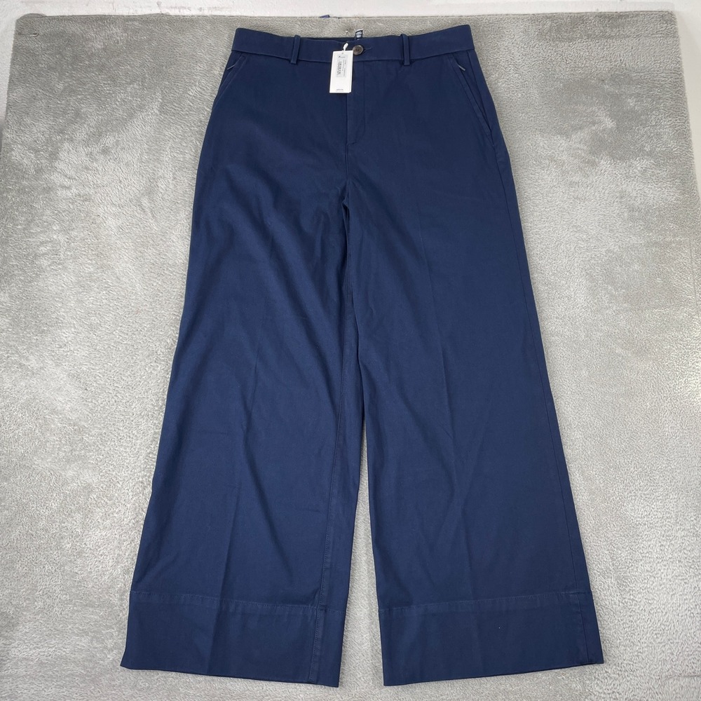 Spanx Stretch Twill Pants Womens XL Navy Wide Leg High Rise Workwear Trousers